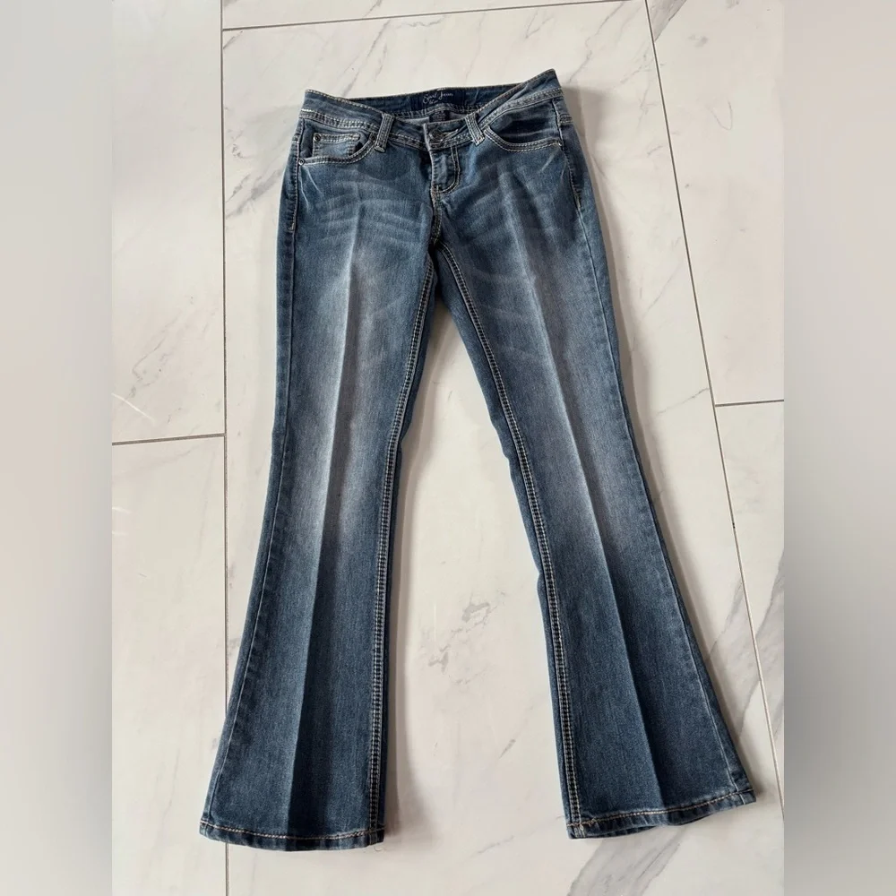 Earl Jeans Women's Medium Blue Flared Jeans - Picture 2 of 10